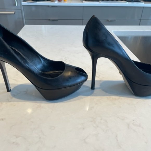 Sergio Rossi Vero Cuoio Peep toe Black Stilettos, New - Picture 8 of 10